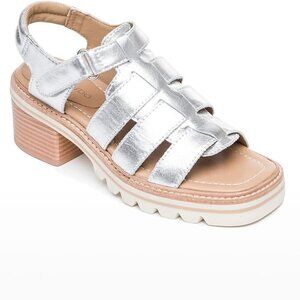 BERNARDO Sasha Slingback Fisherman Sandals Antique Calf Silver